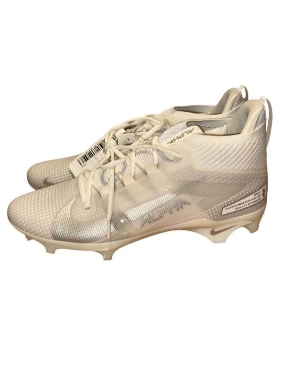 Nike Alpha Menace 4 Elite Football Cleats White / Silver FD7036-101 Men's 12 New